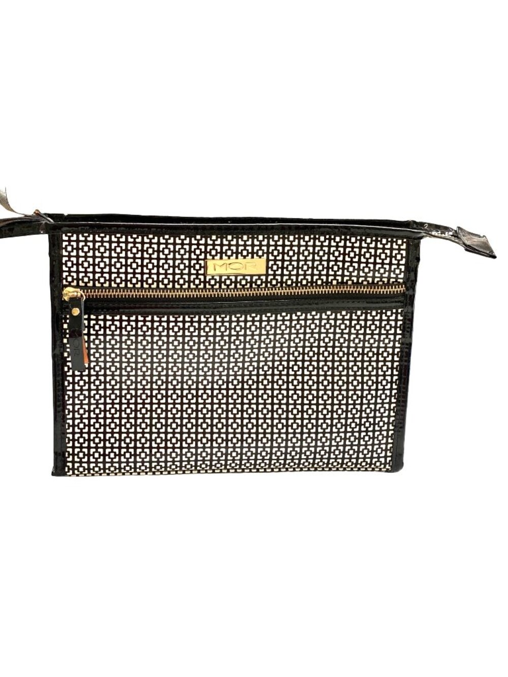 Mor Black & White Geometric Pattern Zip-Up Makeup Bag